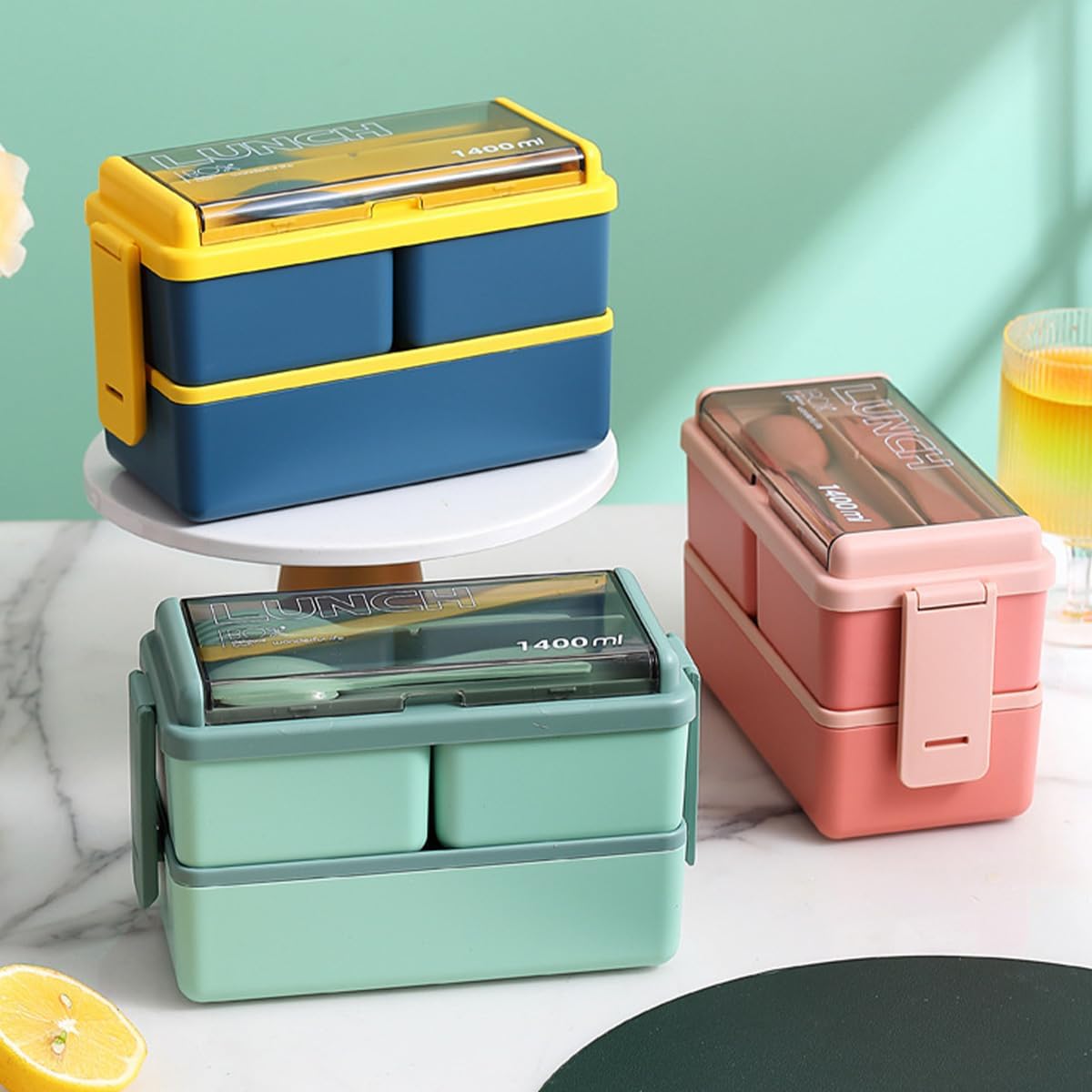 🍱✨ Premium Bento Lunch Box Set + Spoon & Fork