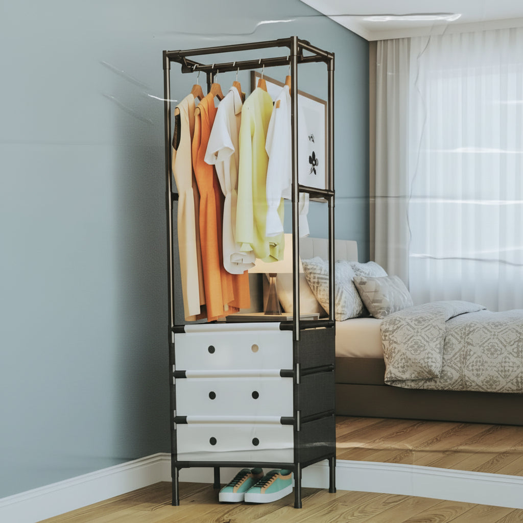 Multi-Layer Clothes Storage Rack with Drawers