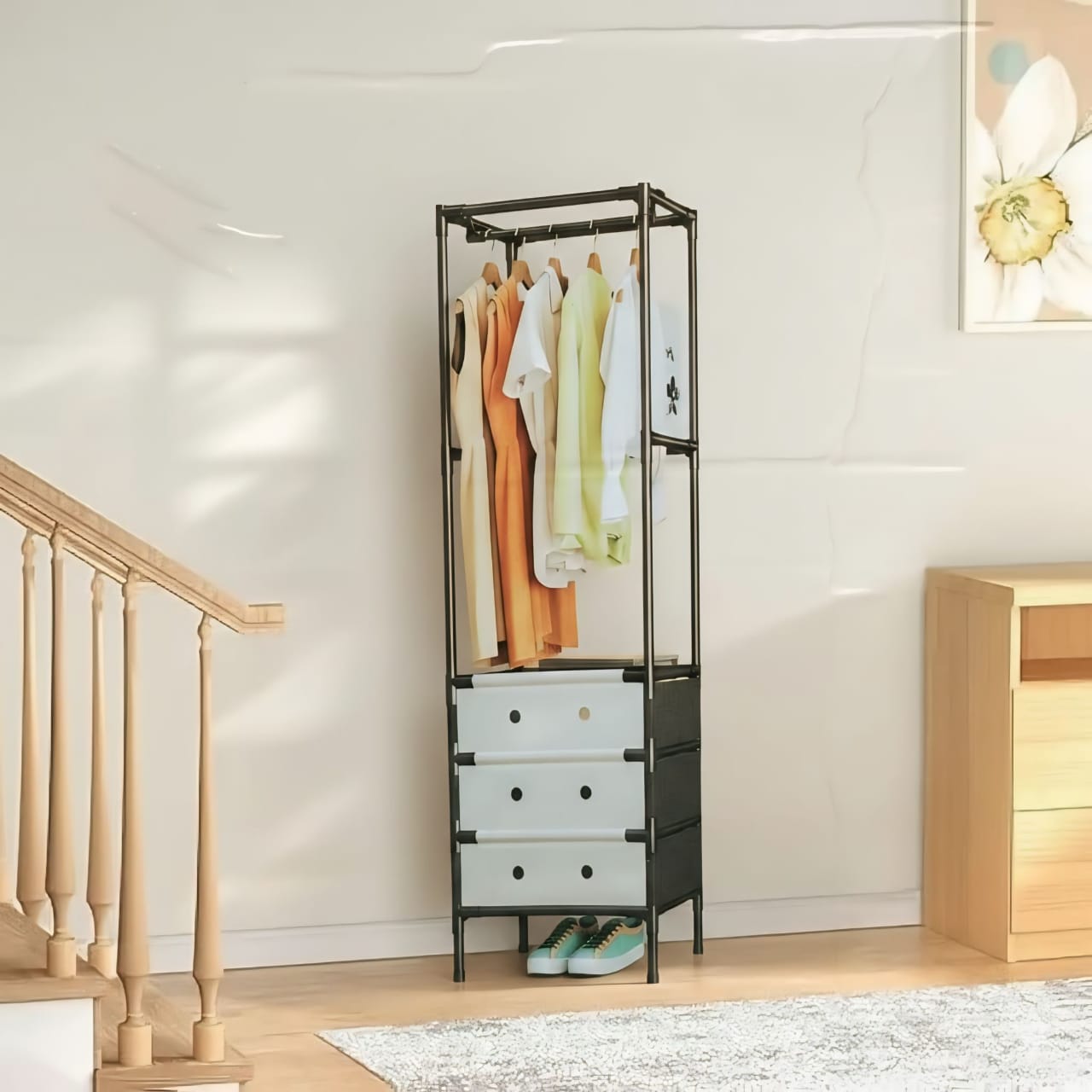 Multi-Layer Clothes Storage Rack with Drawers