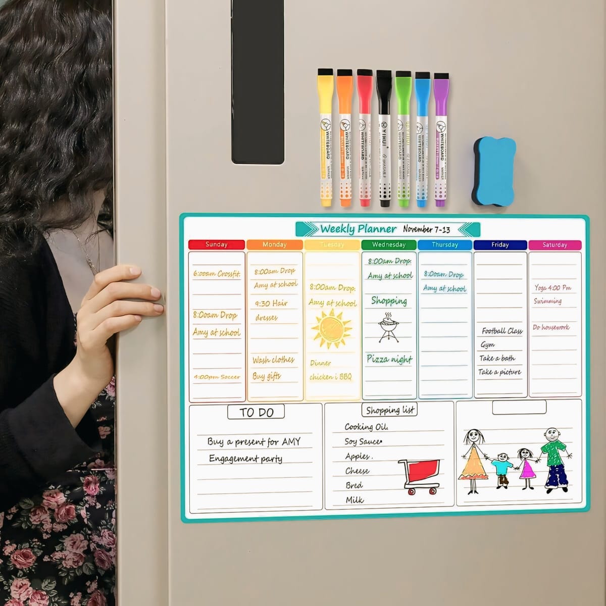 Magnetic Weekly Planner Whiteboard 🧲📝 (Pen + duster )