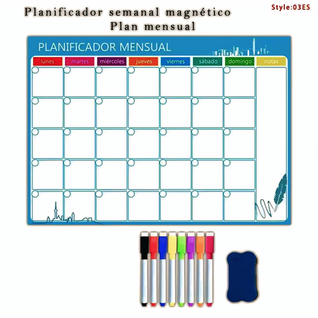 Magnetic Weekly Planner Whiteboard 🧲📝 (Pen + duster )