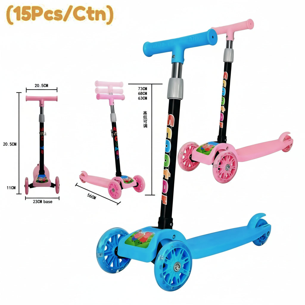 🌈🛴 LED Light 3-Wheel Kids Scooter (Foldable & Safe)