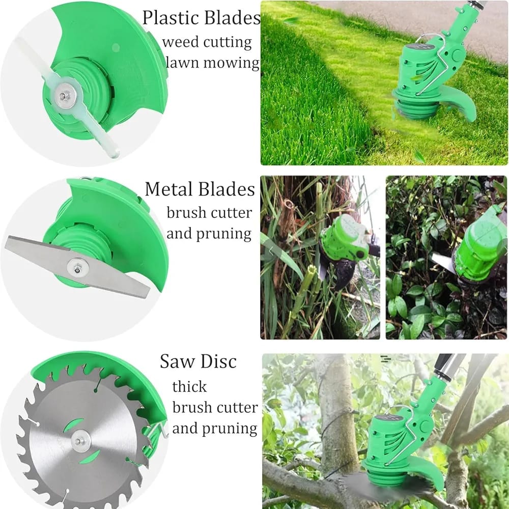 🌿⚙️ 3-in-1 Rechargeable Brush Cutter + Grass Trimmer (Good Quality)