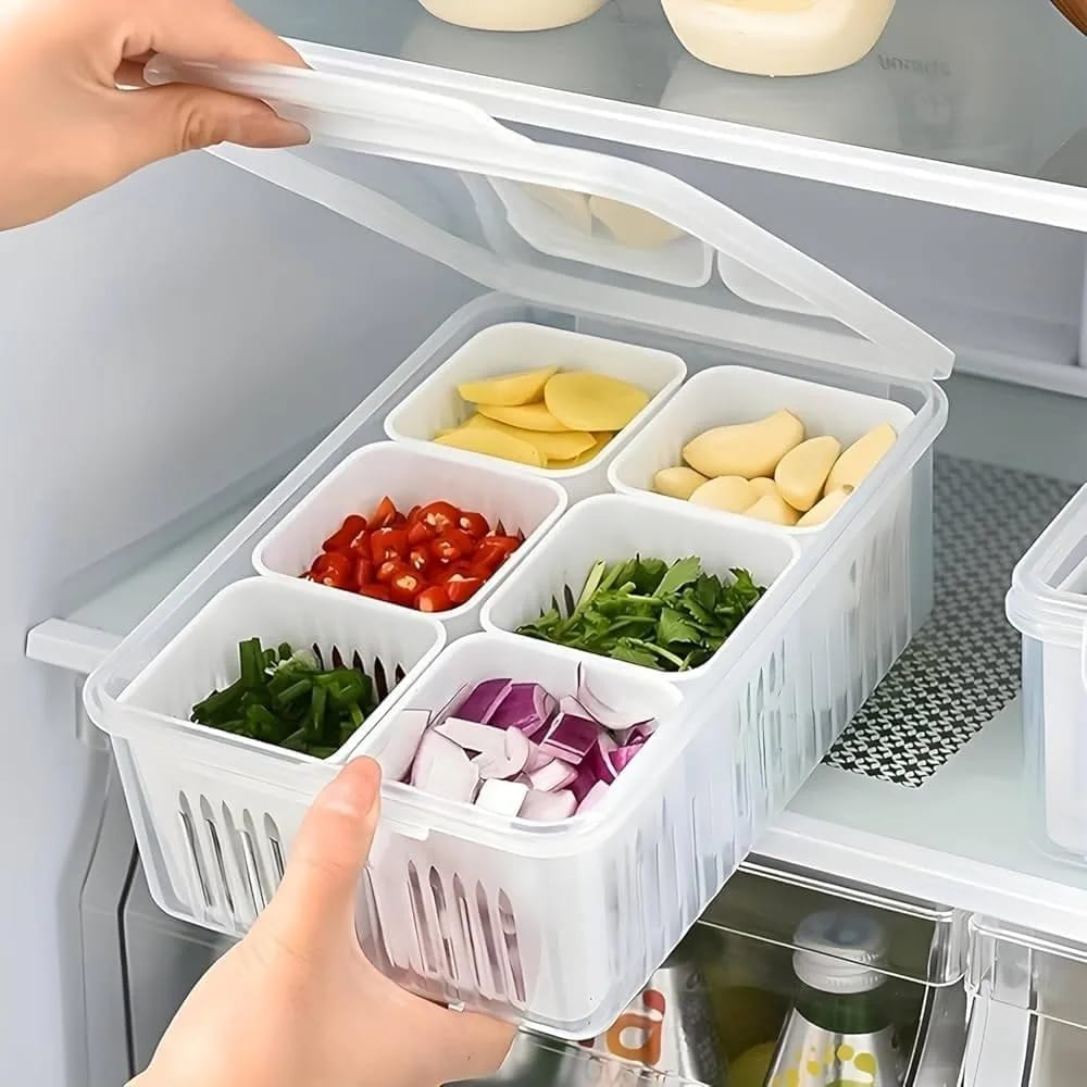 🥗 Fridge Storage Container – Multi Compartment Organizer 🍅