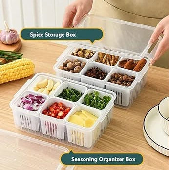🥗 Fridge Storage Container – Multi Compartment Organizer 🍅