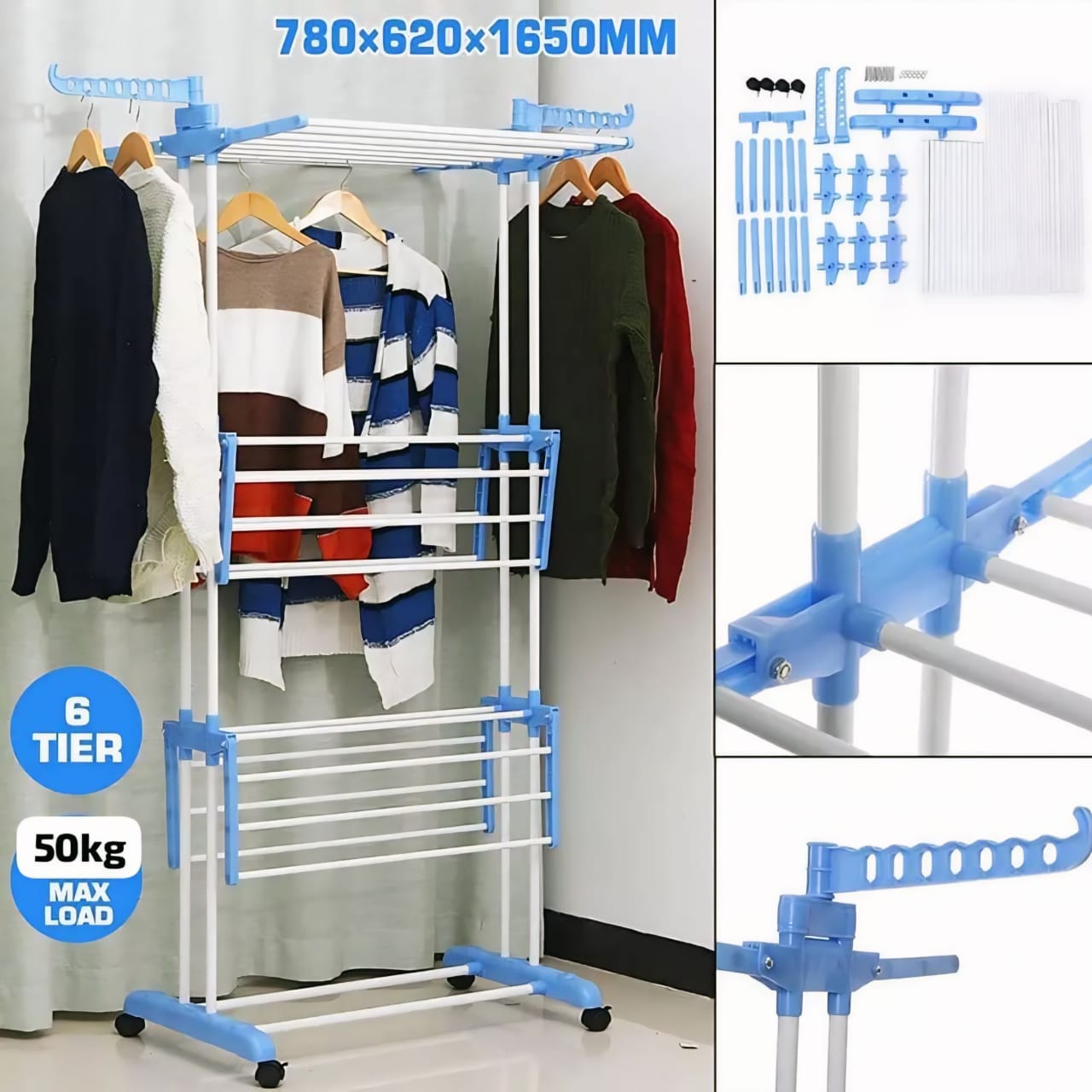 🏡👚 Multi-Layer Laundry Drying Stand (50kg Capacity)