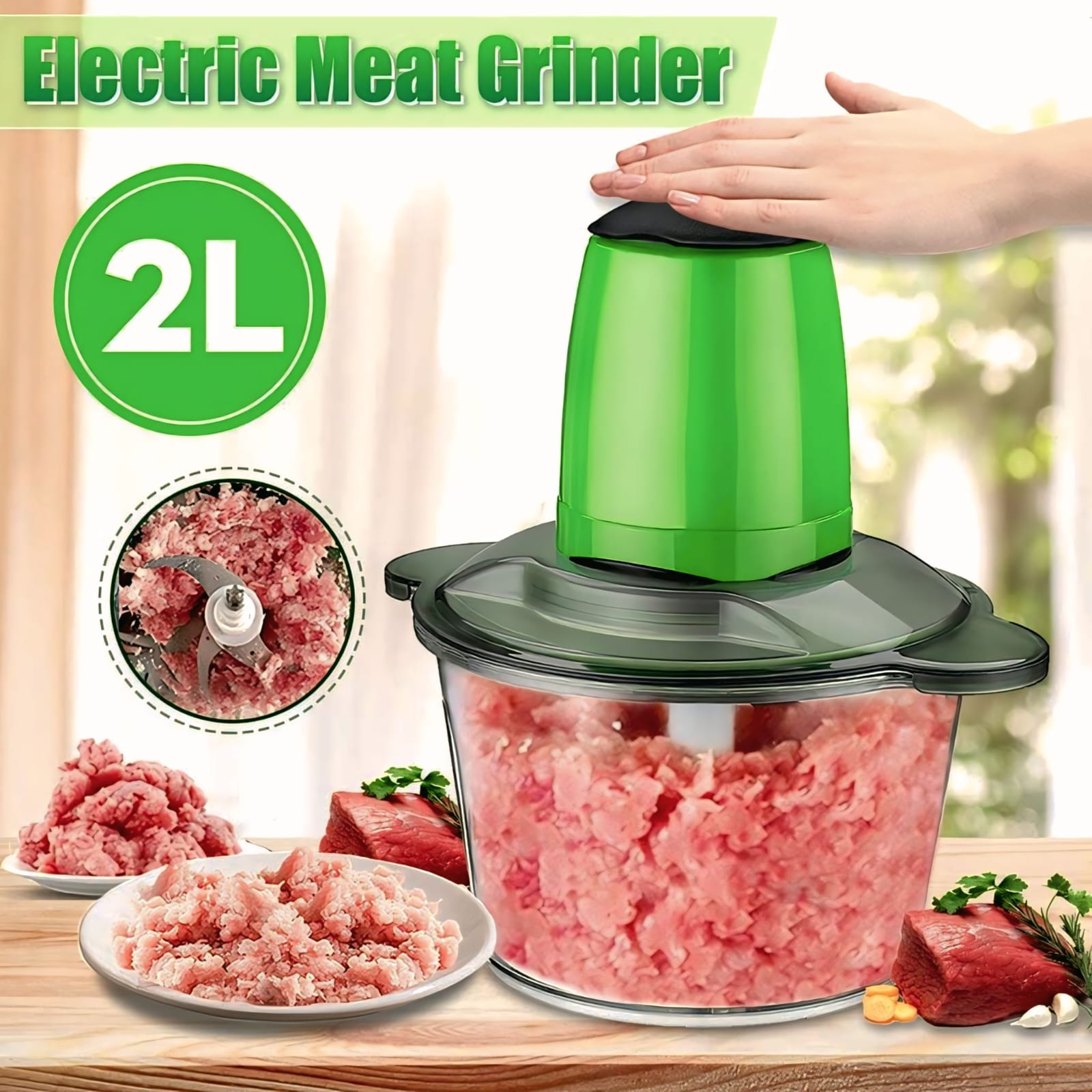 🍖 Electric Meat Grinder 2L – Multi Purpose Kitchen Chopper 🧂