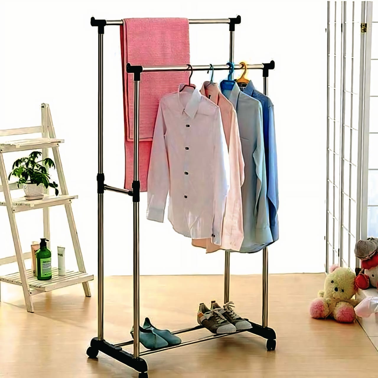 Double Pole Adjustable Clothes Rack (30KG)