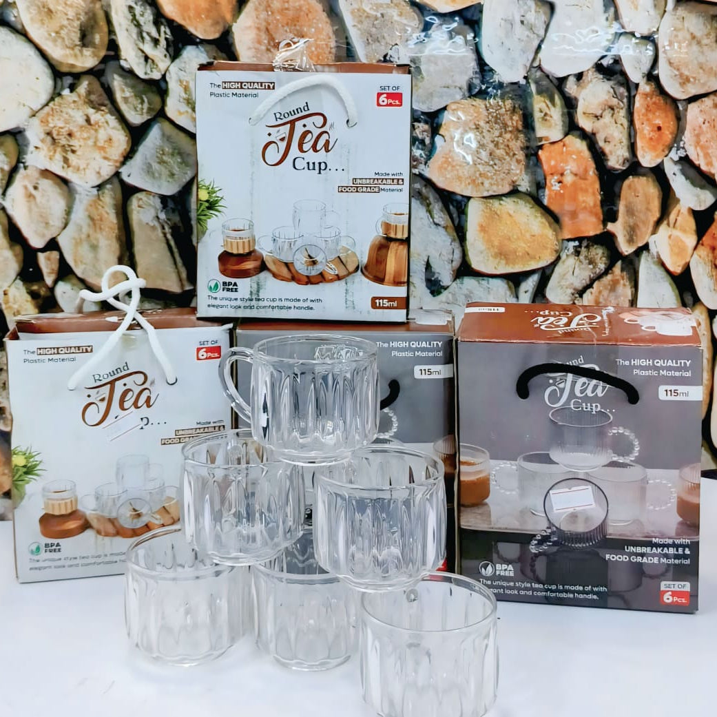 🫖 Luxury Acrylic Coffee & Tea Cup Set – 6 PCS (100ml)