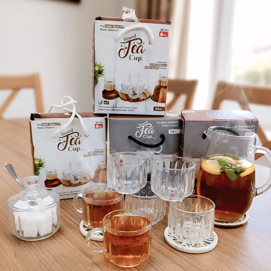 🫖 Luxury Acrylic Coffee & Tea Cup Set – 6 PCS (100ml)