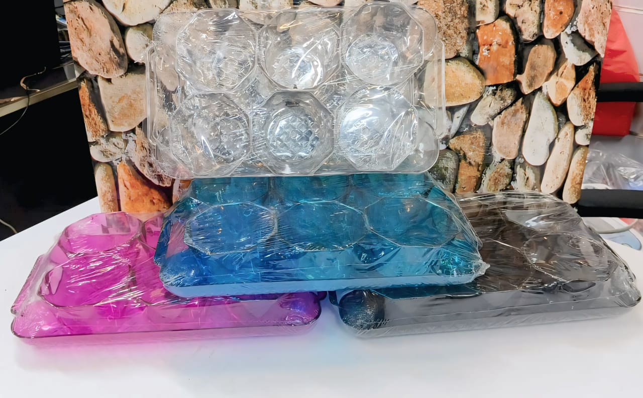 🍨✨ Luxury Acrylic Dessert Bowl Set With Tray – 6 PCS